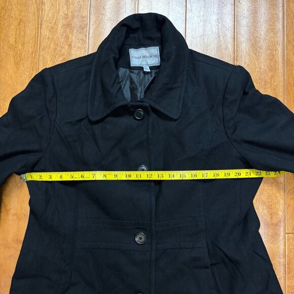 London Fog Towne Wool Blend Womens Coat XL Black Capsule Classic Minimalist - Picture 8 of 16